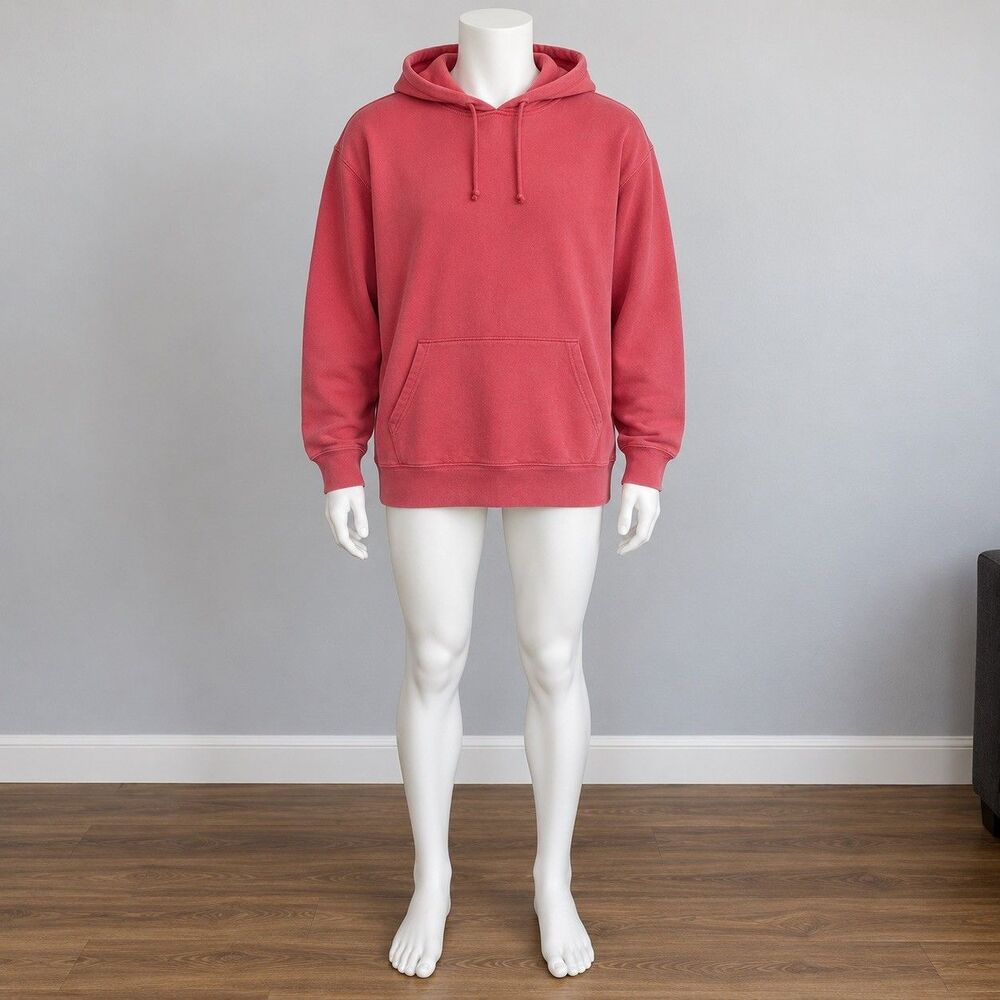 J.Crew Authentic Fleece Hoodie XL Coral Pink Pullover Sweatshirt Preppy Coastal
